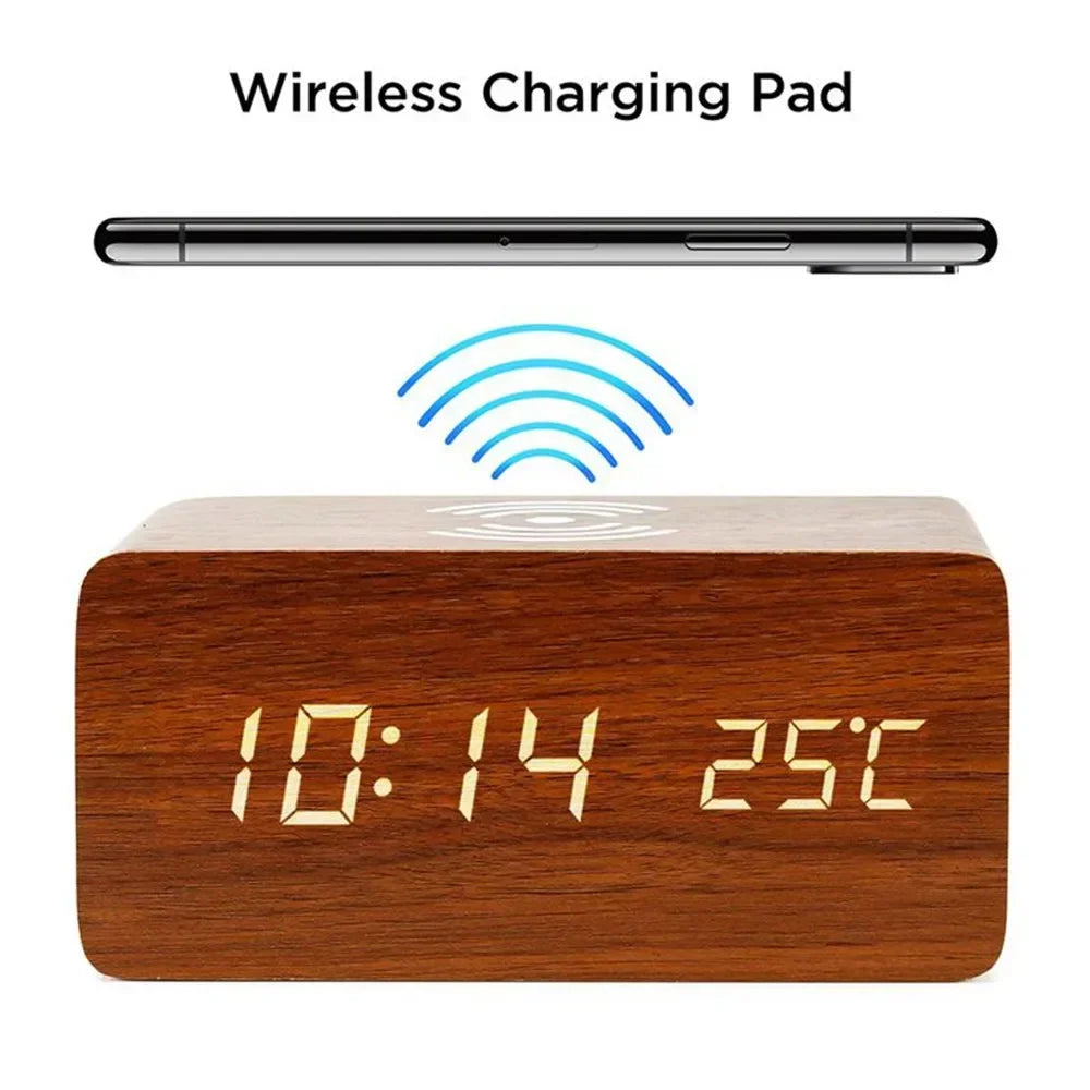 Digital Wooden Alarm Clock
