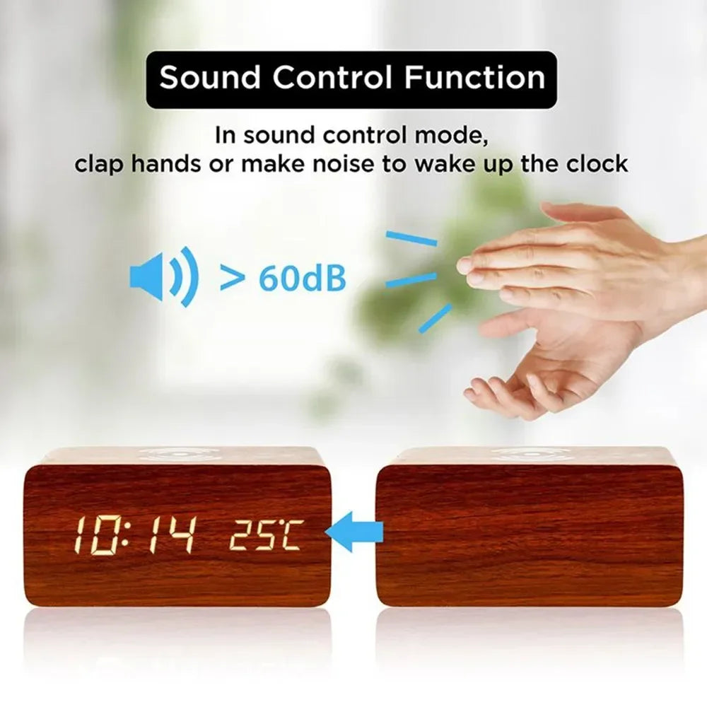 Digital Wooden Alarm Clock